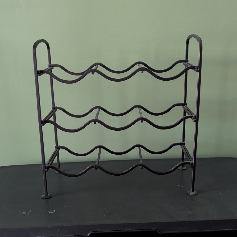 EUC Black Metal 9-Bottle Wine Rack - Home Dining